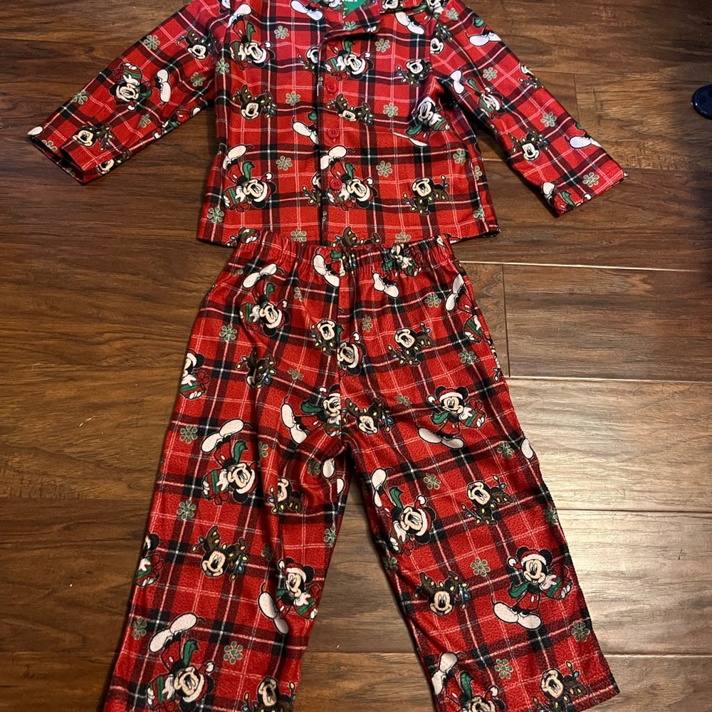 Disney Red Plaid Pajama Set
